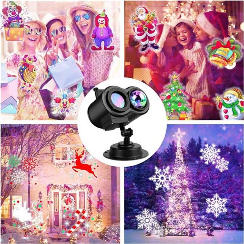 Halloween Christmas Projector Lights Outdoor, 2-in-1 LED Christmas Snowflake